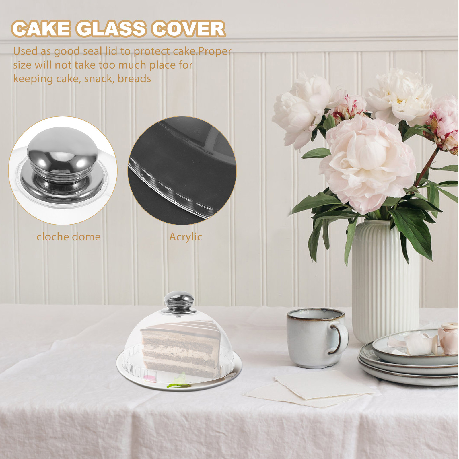 Plastic Dome Clear - ฝาครอบเค้กอะคริลิกใสทรงกลมสำหรับคัพเค้ก เค้ก มัฟฟิน พาย ใช้ซ้ำได้สำหรับป้องกันและโชว์อาหาร